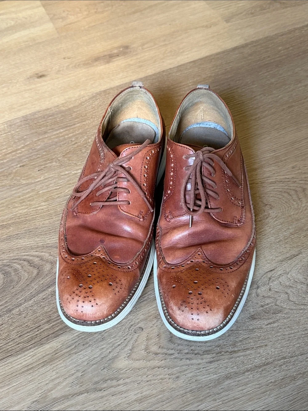 Cole Haan Men's Leather Wingtip Oxfords in Chestnut Brown